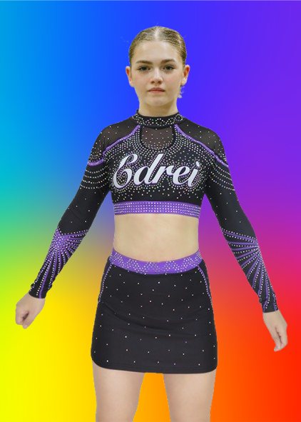 Long Sleeve Youth Purple Allstar Cheerleading Uniforms 