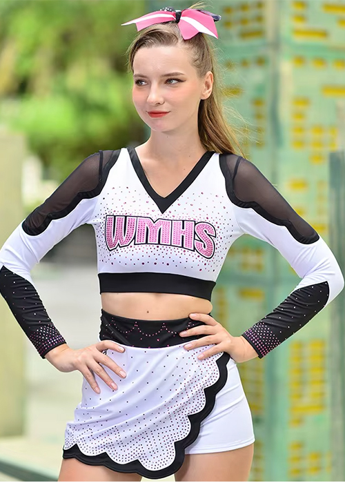 White and Black Two Piece Cheerleading Uniform