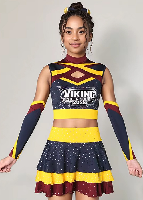 Black and Yellow Two Piece Cheerleading Uniform