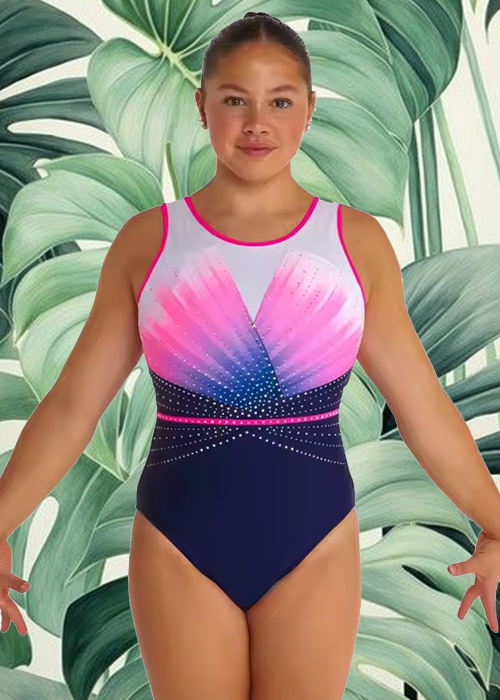 Black to Pink Ombre Gymnastics Leotard