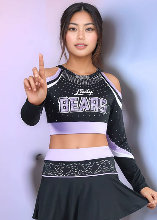 Black and Light Purple  Cheerleading Uniform