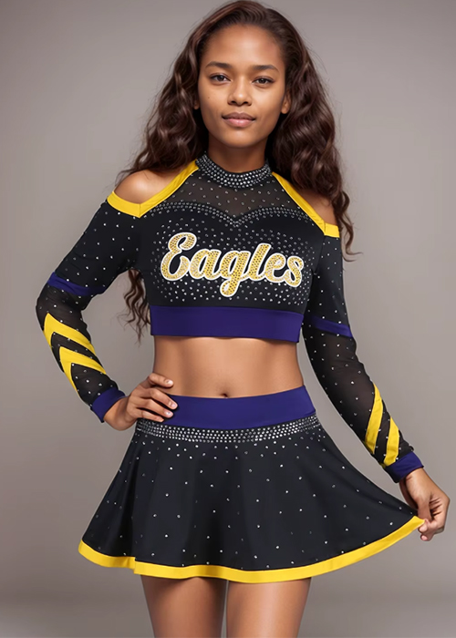 Black and Bright Yellow  Cheerleading Uniform 
