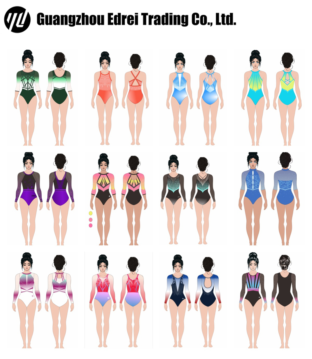 Black to Pink Ombre Gymnastics Leotard