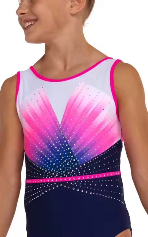 Black to Pink Ombre Gymnastics Leotard